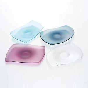 sghr SUGAHARA SEN PLATTE Glasbläser 4 Farben Größe 9,4 Zoll x 6,2 Zoll JAPAN NEU - Bild 1 von 36