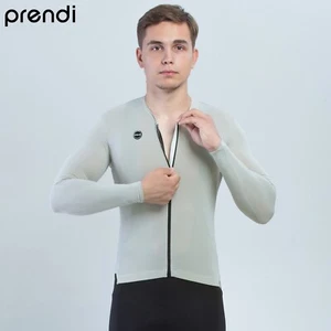 Camiseta deportiva de ciclismo PRENDI para hombre manga larga gris claro ropa de bicicleta profesional verano - Imagen 1 de 10