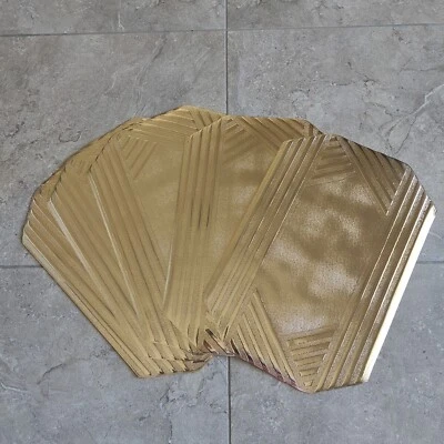 5 Vintage Art Deco Vinyl Gold Rectangle Placemats Holiday Hollywood Regency - Image 1 of 4