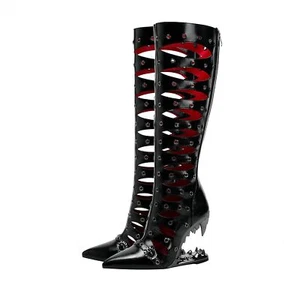 Botas de diamantes de tacón alto irregulares huecas para mujer botas frescas romanas cómodas - Imagen 1 de 18