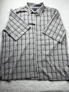Indygo Smith Shirt Mens 3XT Collared Button Up Short Sleeve Casual Plaid Gray - Picture 1 of 8