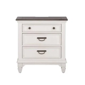 Allyson Park White Night Stand w/ Charging Station - Picture 1 of 7