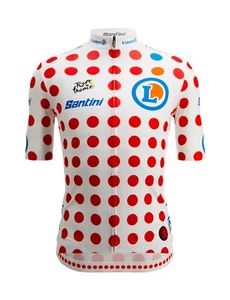 Official 2025 Tour de France Polka Dot Fan Line KOM Mens Jersey by Santini - Picture 1 of 4