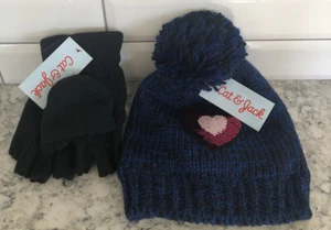 NWT Girls Set: Sequin Heart Hat, Gloves Soft Cat & Jack Tech Friendly 8-16 - Picture 1 of 9