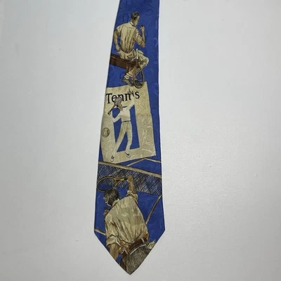 Polo Ralph Lauren Vintage Corbata de Seda Corbata Tenis Azul Raqueta Deportiva Jacquard Foto 1 de 4