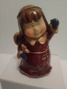 Skurrile Feiertag mollige Engel Figur rot & gold Gewand mit filigranem Design 4,5" - Bild 1 von 4