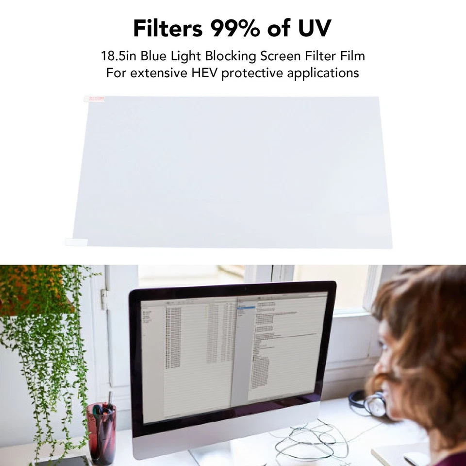 ヘ18.5in Blue Light Blocking Screen Filter Film 16:9 PET Anti UV Non Scratch - Image 1 of 4
