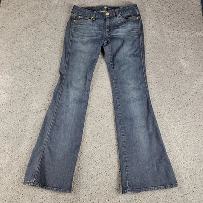 Pantalones de mezclilla para mujer 7 For All Mankind 27 azules con bolsillo tiro bajo acampanados lavado oscuro elásticos Foto 1 de 4