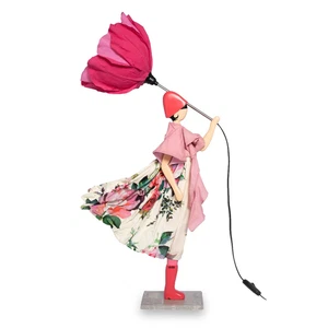 85cm Windswept Lady Lamp Umbrella Bedside Figurine Table Lamp Gorgeous Pink Lamp - Picture 1 of 12