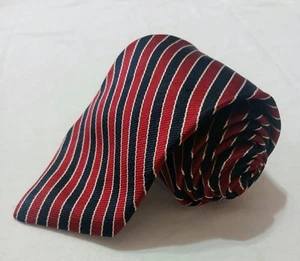 Vtg Jos A. Banks Silk Red w Navy & White Stripes. Repp Tie. 57"x3.5" - Picture 1 of 8