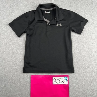 Under Armour Polo Shirt Youth Size 6 Black Heatgear Performance Casual - Image 1 of 4