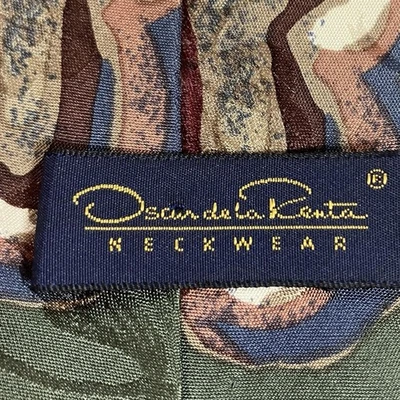 Oscar de la Renta шеи зеленый бордовый синий абстрактный шелковый галстук мужской моды - Изображение 1 из 4