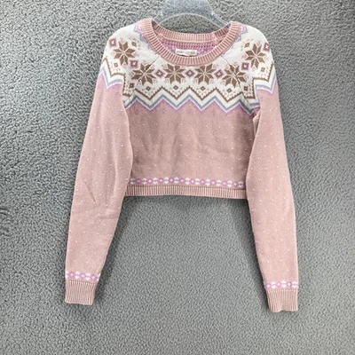 Suéter Aeropostale Copo de Nieve Recortado Para Mujer S Tejido Color Mezcla Algodón Rosa Foto 1 de 4