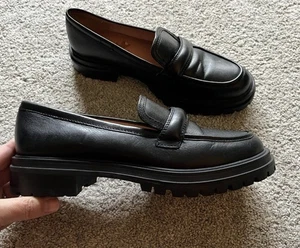 Madewell The Bradley Lug Sole Loafers Womens Size 8.5 Black Leather Preppy Y2k - Picture 1 of 9