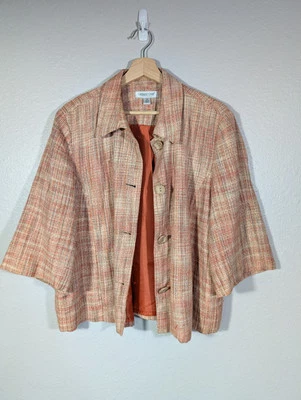 Chaqueta Blazer Coldwater Creek Mujer Talla 16 Dos Botones Forrada Tweed Mezcla Lino 133 Foto 1 de 4