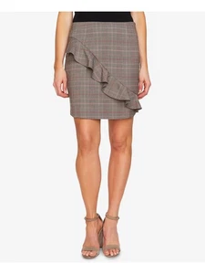 CECE Womens Black Ruffled Glen Plaid Above The Knee Wear To Work Skirt 8 - Picture 1 of 11