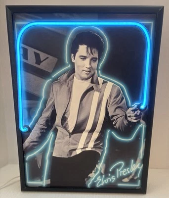 ELVIS PRESLEY NEON 标志 ~ 美国制造 ~ 猫王 Presley Speedway 服装 ~ 罕见 — 第 1/4 张图片