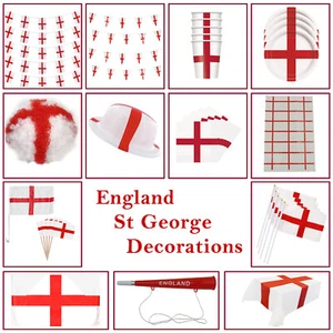 England Football Supporters Tableware Set Waving Flags Bunting Balloon St George - Picture 1 of 43