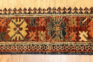 _HANDM-MADE_10 Ft. RUNNER vegetable dye *Oriental rug* Beige Cream HIGH KNOTS - Picture 1 of 10