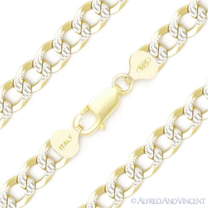 8,5 mm Kubanischer Bordstein Sterlingsilber 14k gelb vergoldet Herren Gliedkette Armband - Bild 1 von 2
