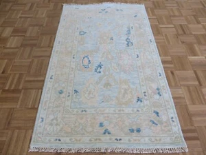 3'2 x 5'1 Hand Knotted Sky Blue Modern Oushak Oriental Rug G14863 - Picture 1 of 8