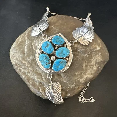 Colgante con racimo de plata esterlina navajo turquesa Kingman azul 18575 Foto 1 de 4