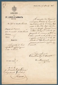 Piacenza 1883 Kommando des IV. Armeekorps Kriegsminister Segr. General - Bild 1 von 1