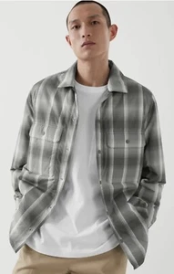 Men's grey COS checked Padded over shirt shacket Lightweight Spring Jacket Small - Picture 1 of 15