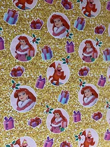 Disney The LITTLE MERMAID Ariel Sebastian Crab Christmas Wrapping Paper 20 Sq Ft - Picture 1 of 7