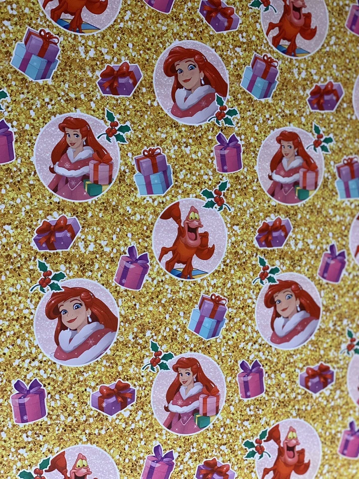Disney The LITTLE MERMAID Ariel Sebastian Crab Christmas Wrapping Paper 20 Sq Ft