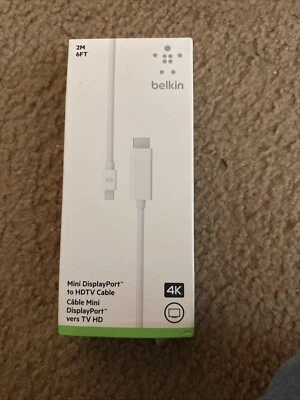 Belkin MINI DISPLAY PORT to HDTV CABLE - 2M 6 Feet 4k - Brand New - Image 1 of 2