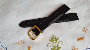 Bracelet de montre Vintage COBRA Cuir véritable "Lézard "ANSES SOUDÉES  20 mm