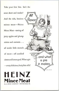 PRINT AD 1928 Heinz Mince Meat Pies Desserts 57 Flavor 6.75 x 10 - Picture 1 of 3