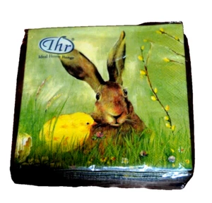 Paper Napkins EASTER HARE 20 THR BEVERAGE NIP 3-PLY Germany BUNNY CHICK - Picture 1 of 3