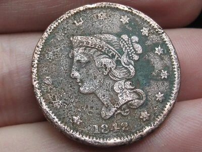 1842 Braided Hair Large Cent Penny, Small Date, VF/XF Details - Image 1 of 3