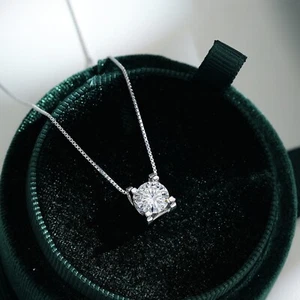 1/2CT Moissanite Solitaire Pendant Necklace 925 Sterling Silvber Women Chain GRA - Picture 1 of 13