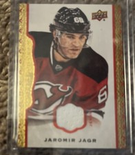 Jaromir Jagr 2014-15 UD Masterpieces SSP Game Used Jersey Red Cloth Framed 78/85
