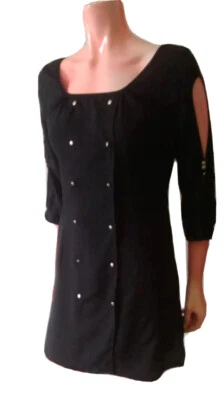 STRIKING Womens Scoop Round Neck Black Dress Size 10 NWOT - Image 1 of 4