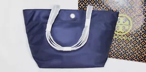 TORY BURCH Nylon Lightweight Zip Tote / Shoulder Bag in Navy Blue NEW - Picture 1 of 10