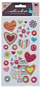 Pattern Hearts Shapes New Pack Sticko Scrapbook Stickers LOVE Glitter - Picture 1 of 1