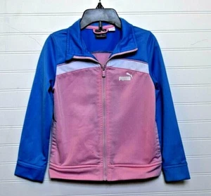 Puma Girl's Pink, Blue & White Spring Jacket Size 4 Track Zip - Picture 1 of 8