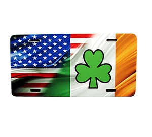 IRISH AMERICAN FLAG METAL CAR NOVELTY LICENSE PLATE AUTO TAG ÉIRE, IRELAND FLAG - Picture 1 of 15