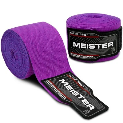 ELITE WRAPS BY MEISTER - 180" ROYAL PURPLE - Elastic MMA Boxing Hand Wraps Wrist - Image 1 of 3