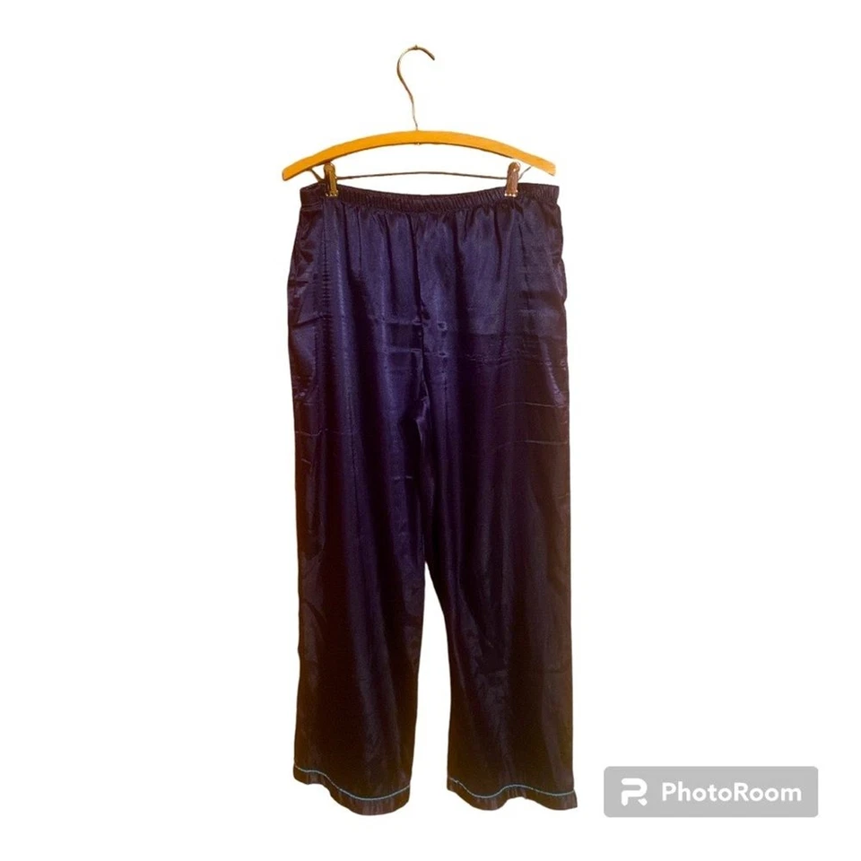 Pantalones de salón de pijama Jaclyn Smith satinado azul marino para mujer talla XL Foto 1 de 4
