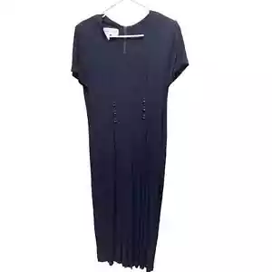 Betsy's Things 90s Black Jumpsuit Short Sleeve Rayon One Piece 10 Petite NWT - Picture 1 of 10