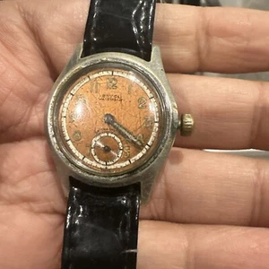 Running Vintage Royce Military Veteran Mens watch With Subdial Salmon Dial 30mm - Picture 1 of 14