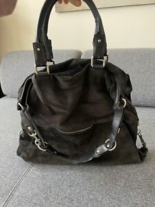 Club Monaco Suede Leather Oversized Womens Shoulder Bag Retail $375