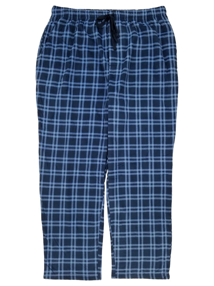 The Foundry Mens Big & Tall Navy Blue Plaid Microfleece Pajama Bottoms 3XLT — 第 1/1 张图片
