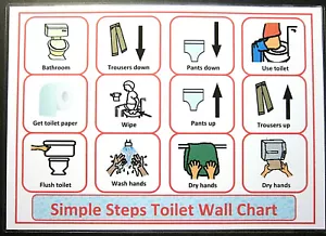 SIMPLE STEPS Toilette - Autismus PECS ADHS SEN sensorische Demenz frühe Jahre Sehhilfe - Bild 1 von 14