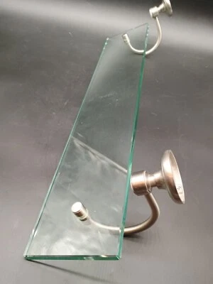 Restauración Hardware Baño Derecha Estante Vidrio Satinado Cepillado DE COLECCIÓN EXCELENTE Foto 1 de 4